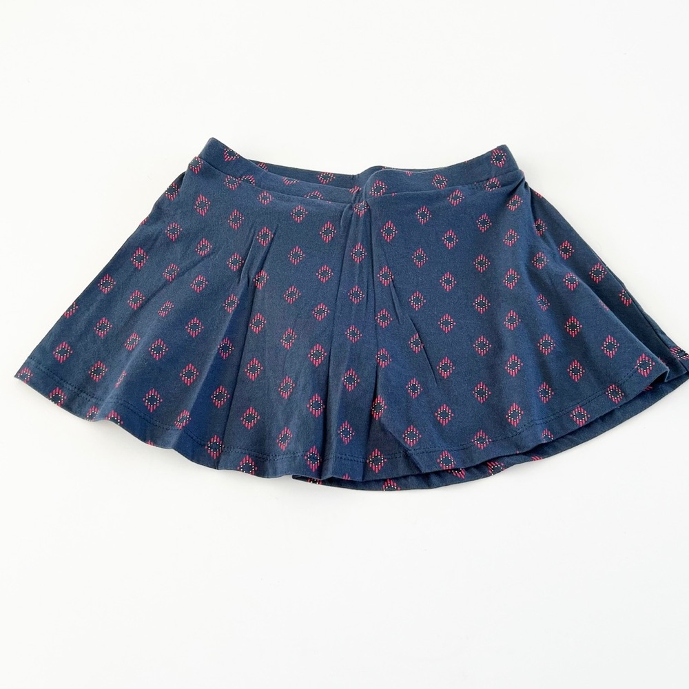 Navy Blue Fit and Flare Elastic Waist Skirt